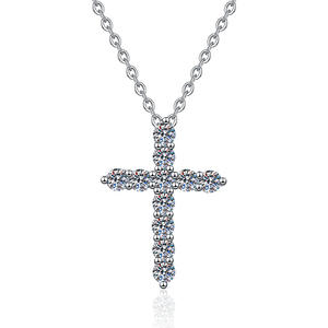 Collar con Colgante de Plata de Ley S925, Simple y Moderno, con Cruz y Cadena de Moissanita, Elegante Regalo - Product Image 5