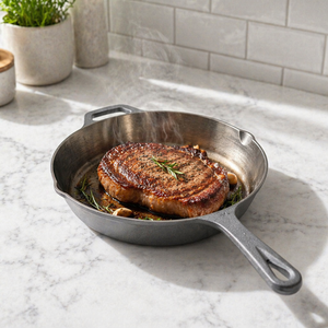 Poêle en fonte polie de 10 pouces, antiadhésive naturelle, compatible four, pour steak, ensemble d'ustensiles de cuisson en fonte - Product Image 1