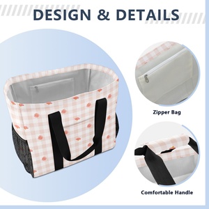 กระเป๋าเก็บความเย็นลายตารางสีชมพู Aloha Hawaii Design Lamination ขนาดใหญ่  กระเป๋าหิ้วพิมพ์ลายตามสั่ง  กระเป๋าช้อปปิ้งโพลีเอสเตอร์แบบใช้ซ้ำได้ - Product Image 3