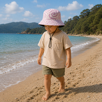 Sombrero de Sol para Niños, de Algodón Transpirable, Protección Solar UPF 50+, Sombrero de Pescador para Bebés y Niños Pequeños, para Viajes de Verano