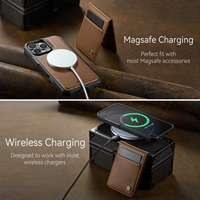 Étui pour iPhone 18 Pro Max avec recharge sans fil 2-en-1, support magnétique pour cartes, en similicuir, compatible avec 17 Air, 16 Plus, 15, 14, 13, 12
