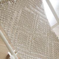 Chaise de plage pliante en bois de style bohème balinais, faite à la main en macramé, pour pelouse et patio, design incurvé