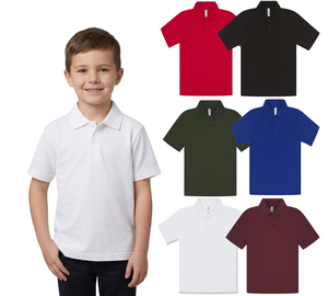 Maglietta Polo in Cotone Piqué per Uniforme Scolastica, Multicolore, ad Asciugatura Rapida per Ragazzi delle Scuole Elementari - Product Image 1