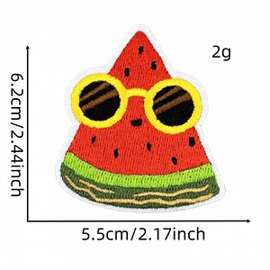 Оптовая продажа, яркие вышитые нашивки, летние нашивки с изображением арбуза, для украшения детской одежды - Product Image 2