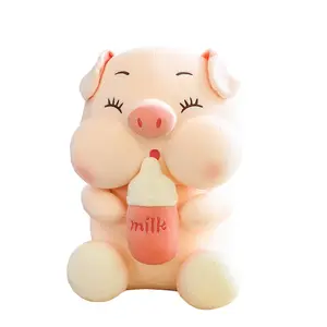 Tiktok hot selling kawaii big custom plush bottle pig toy baby christmas soft cute pig fat plush toy for all ages plush toys