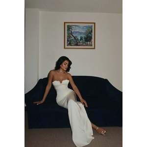 Robe longue blanche sans bretelles, élégante, coupe trapèze, pour soirée, avec strass, taille empire, tailles XS-XL, pour occasions formelles - Product Image 4