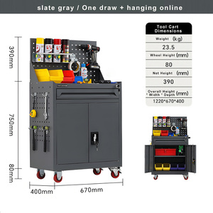 Heavy Duty 200kg Capacity <b>Tool</b> Cabinet Steel Rolling <b>Tool</b> <b>Trolley</b> with 1 Drawer and Lockable Storage System for Workshop - Product Image 2
