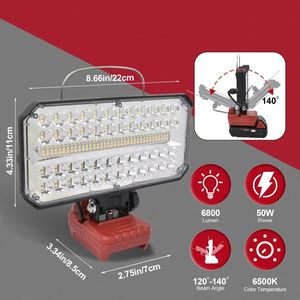 ไฟส่องสว่างไร้สาย 50W สำหรับแบตเตอรี่ LED พกพา M18 พร้อมพอร์ตชาร์จ USB และ Type-C รุ่น WD-8108 โคมไฟเครื่องมือ ไฟทำงาน LED สำหรับ Milwa - Product Image 4