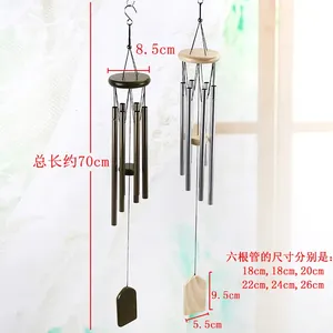 Campanas <span class=keywords><strong>de</strong></span> Viento Metálicas <span class=keywords><strong>de</strong></span> 6 Tubos para Colgar, Económicas, para Regalo, Decoración Interior y Exterior del Hogar y Jardín - Product Image 4