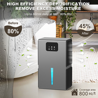 Déshumidificateur électrique portable OEM, réservoir d'eau de 2 L, écran tactile intelligent, filtre lavable, 500 ml/jour, usage domestique