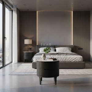 Eclipse <strong>Circular</strong> Marble-Top Nightstand | Modern Luxury <strong>Bedside</strong> <strong>Table</strong> by EKAR FURNITURE - Product Image 4