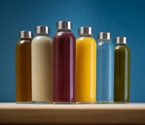 Bouteille d'<span class=keywords><strong>eau</strong></span> en verre de 1000 ml avec bouchon à vis en acier inoxydable, rechargeable pour jus - Product Image 5