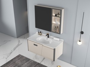 Nouveau design moderne contreplaqué éclairage <span class=keywords><strong>baignoire</strong></span> intelligent miroir armoire lavabo salle de bain coiffeuse lavabo - Product Image 3