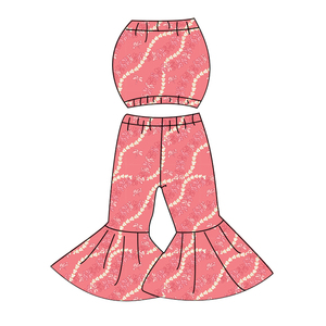 Ensembles de vêtements en gros pour bébés filles, personnalisés, imprimés floraux, hauts bustier sans manches, tenues décontractées été/automne, ensembles 2 pièces pour adolescentes - Product Image 6
