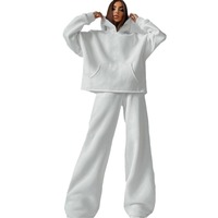 Ensemble survêtement décontracté deux pièces pour femme, sweat à capuche en coton mélangé à manches longues, collection automne-hiver 2026
