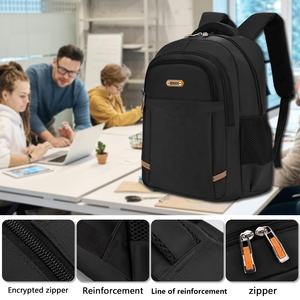 Venta al por mayor Unisex Negro Escuela Casual Deportes Mochila Calidad Transpirable Poliéster Suave Mango Cremallera Impermeable Carta Diseño - Product Image 5