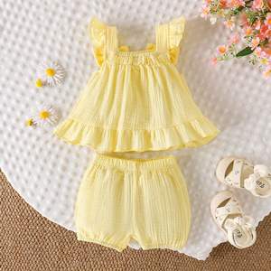 Conjunto de Verano 2026 para Bebé, Dos Piezas, Chaqueta sin Mangas con Lazo, Transpirable, Informal, Bonito, Venta al Por Mayor - Product Image 3