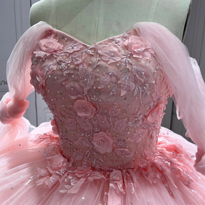 For Jancember LSMU01 Fairy Pink Sweetheart Cape Sleeve Dress Debautants Party Style Beading <b>Appliques</b> Crystal Waistline - Product Image 5