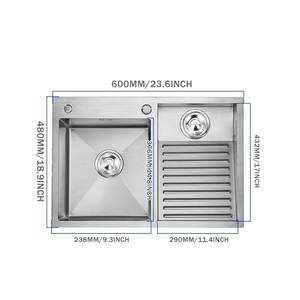 <span class=keywords><strong>Lavabo</strong></span> per Lavanderia in Acciaio Inox Spazzolato, Lavandino da Balcone per Uso Domestico, Grande Dimensione 304 Fatto a Mano con <span class=keywords><strong>Doppio</strong></span> Lavello - Product Image 1