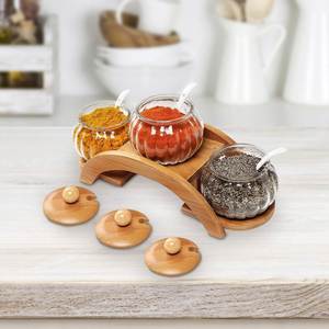 Durable Customized Bamboo Kitchen <b>Spice</b> Rack Organizer and Glass <b>Spice</b> <b>Jars</b> Condiment Pot - Product Image 6