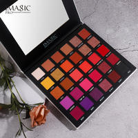 Palette de fards à paupières personnalisée en gros, végane, multichrome, hautement pigmentée, avec paillettes, grande palette mate, sans cruauté animale