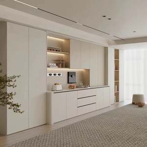 Modern Modular Cream-style Solid Wood Living Room Cabinets <strong>Sideboards</strong> Made China Customizable <strong>Ready</strong> <strong>Assemble</strong> Mirrored - Product Image 1