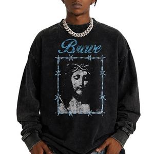 Sudadera con Capucha Lavada con Logotipo Personalizado, Sudadera de Alta Calidad Estilo Vintage para Hombre/Mujer, Jesús - Product Image 1