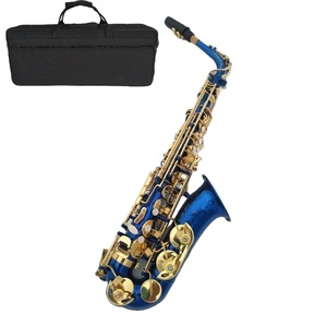 E-Flat Blue Lacquer Saxofón Alto Llaves doradas Principiante Banda de rendimiento Instrumento <span class=keywords><strong>Bajo</strong></span> Tono Cabeza de latón para exámenes - Product Image 2