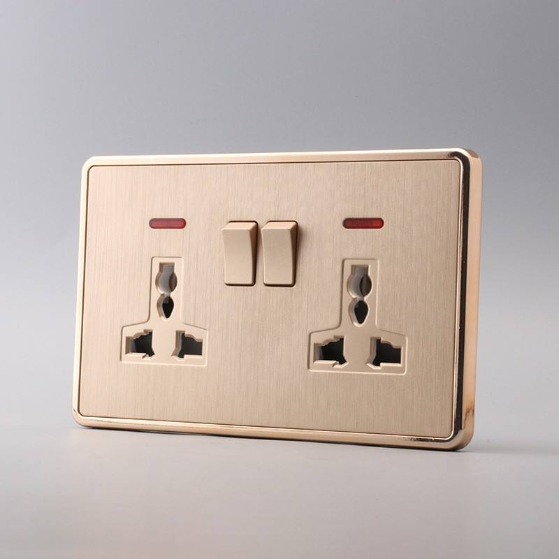 BS UK Standard Wholesale Price Big Panel Brushed PC Drawing Process Material 16A 13A 220V-250V Wall Switch Socket