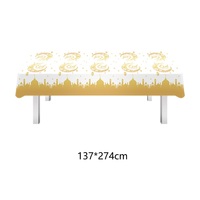 Vaisselle dorée Eid Mubarak, assiettes en papier jetables, nappe, couvre-table, fournitures pour fêtes du Ramadan, festival musulman islamique