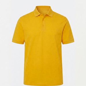 Men's Solid Color Short Sleeve <b>Polo</b> <b>Shirt</b> 100% Cotton Pique Knitted Casual Style <b>Yellow</b> - Product Image 1