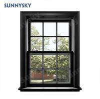 Fenêtre d'intérieur Sunnysky à guillotine unique Design NFRC moderne avec cadre en alliage d'aluminium et verre trempé suspendu style ouvert
