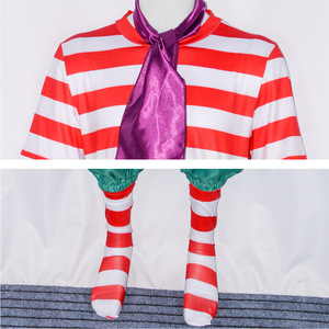 Buggy Cosplay Costume <b>Men</b> Adult Anime Outfit with Cloak Top Pants Striped Shirt Green Pants Red Socks with Label - Product Image 3
