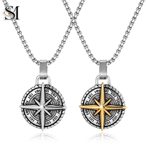 Collar con Colgante de Brújula Vintage SYX de Acero Inoxidable, Estilo Náutico, para Hombre, Inspirado en el <span class=keywords><strong>Cristianismo</strong></span>, para Aniversario - Product Image 1