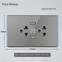 Grande prise murale tactile en verre avec USB-C à charge rapide, norme thaïlandaise et américaine, 220V 16A, indice IP20, design moderne et durable