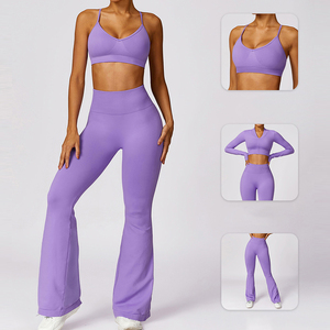 Traje de Yoga sin costuras Pantalones acampanados de cadera informal Sujetador <span class=keywords><strong>Crop</strong></span> <span class=keywords><strong>Top</strong></span> <span class=keywords><strong>Mujer</strong></span> <span class=keywords><strong>Fitness</strong></span> Set Ropa <span class=keywords><strong>Mujer</strong></span> Conjuntos Ropa <span class=keywords><strong>Mujer</strong></span> - Product Image 2