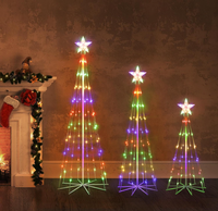 4-Farbige Outdoor-Weihnachtsbaum-Lichtshow-Dekorationen Außenbeleuchtung Beleuchteter Kegel Weihnachtsdeko mit Stern