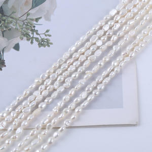 Perlas Sueltas de Agua Dulce Naturales de 3-4 mm, con Orificio Recto, Brillo de Dos Caras, Semiterminadas, para Collares, Abalorios para Manualidades - Product Image 4