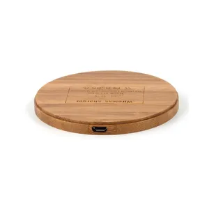 Cargador inalámbrico rápido de madera de bambú para Samsung Note 8 S7 S8, iPhone 8/plus/X, venta al por mayor