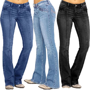 Jeans Rectos de Cintura Baja para Mujer, Tallas XS-4XL, Ecológicos, Transpirables, Mezcla de Algodón y Elastano, Color Sólido, Diseño Simple, Estilo Vintage, Verano - Product Image 4