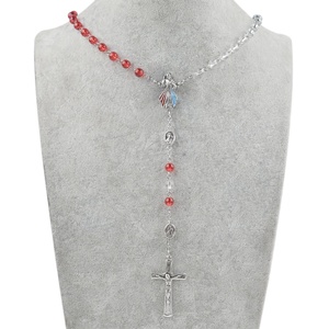 Rosario de <span class=keywords><strong>la</strong></span> Divina Misericordia con Cuentas Rojas y Transparentes Collar <span class=keywords><strong>Coronilla</strong></span> de Jesús Regalo Religioso <span class=keywords><strong>para</strong></span> Oración Católica - Product Image 4
