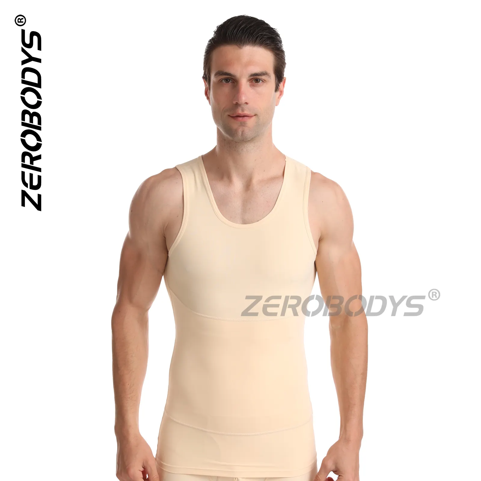 ZEROBODYSW012ドロップシッピング痩身ボディシェイパーベストシェイパーアンダーシャツメンズコンプレッションシャツで女性化乳房のムーを隠す