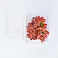 Boîte d'emballage en plastique PET transparente pour fruits cerises raisins 1000g Recyclable Contenant frais pour raisins avec trous au fond et au couvercle