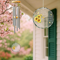 Carillon éolien commémoratif tournesol populaire, ornement commémoratif personnalisé en acrylique, cadeau de condoléances pour la famille, décoration de jardin extérieur