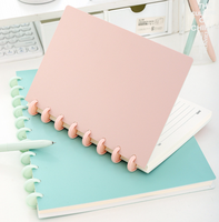 Carnet A5 rose personnalisé, reliure à disques, pages imprimées, index, design quadrillé, en plastique, papier de qualité