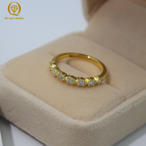 Minimalist Design Unisex <b>Ring</b> Half Round Shape Lab Grown Diamond D Color VVS Clarity with IGI Certificate 18K Gold Custom Gift - Product Image 1