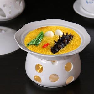 Juego de vajilla de porcelana de 6/7 pulgadas, 5OZ y 8OZ, Base de vela, calentamiento, tazón de cerámica, platos de mantequilla de porcelana blanca con tapa para sopa - Product Image 3