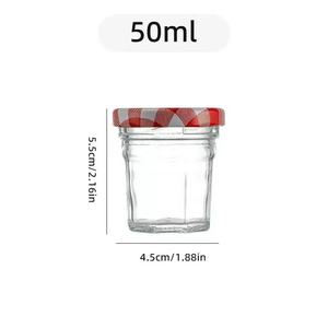 Bon marché, petits pots vides en verre vides hexagonaux ronds de forme carrée de 25ml 30ml 40ml 50ml vides de vinaigrette à <span class=keywords><strong>confiture</strong></span> de fruits et de miel avec couvercle en métal - Product Image 2