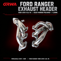 Collecteur d'échappement GRWA pour FORD RANGER 1998-2010 4.0L V6 en acier inoxydable poli miroir de 1,25 mm