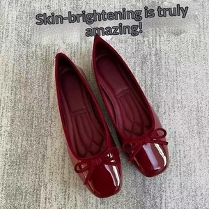 Nuove <span class=keywords><strong>Ballerine</strong></span> Francesi <span class=keywords><strong>Rosse</strong></span> con Punta Quadrata in Microfibra per <span class=keywords><strong>Donna</strong></span>, Collezione Primavera - Product Image 2
